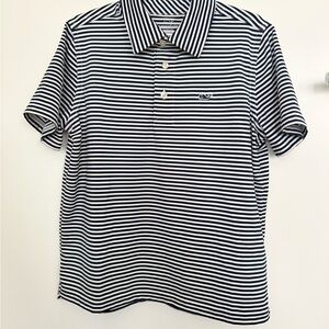 Vineyard Vines Men's Striped Polo in Black and White